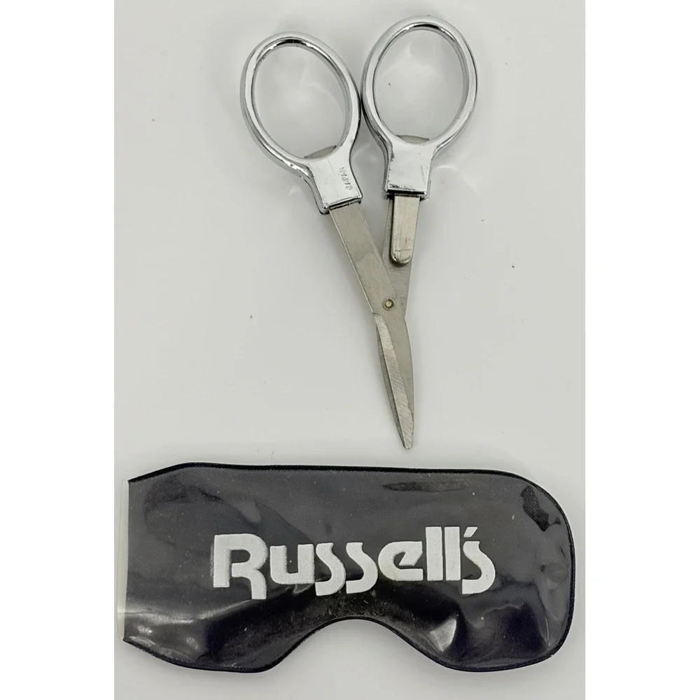 Vintage Russell's Advertising Folding Scissors In Case Japan